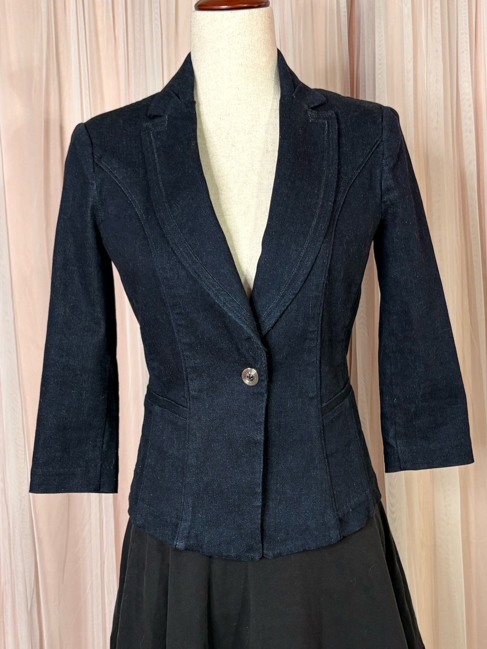 White House Black Market Dark Navy Fitted Single-Button Blazer